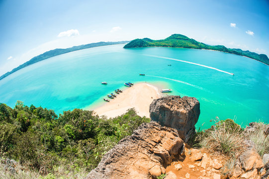 Fototapeta Blue sea, blue sky and paradise tropical beach