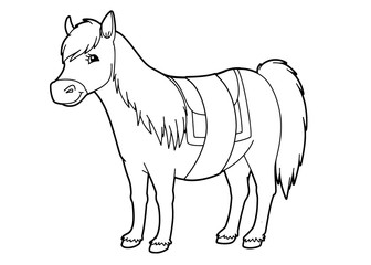 Coloring page - horse - vector coloring page - illustration for children