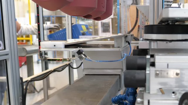 Modern industry, industrial pad printing at work. 4K UHD