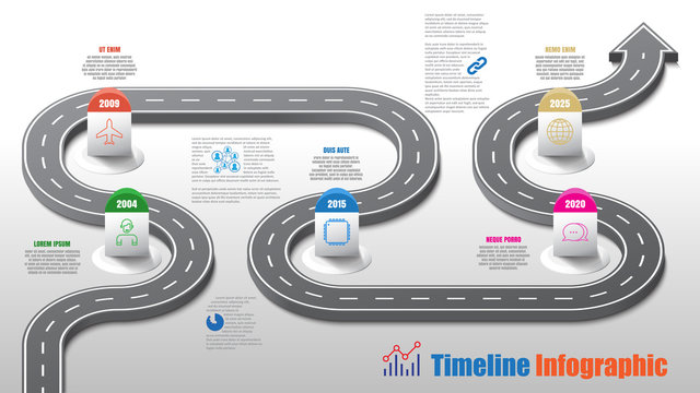 Business road map timeline infographic template with pointers designed for abstract background milestone modern diagram process technology digital marketing data presentation chart Vector illustration