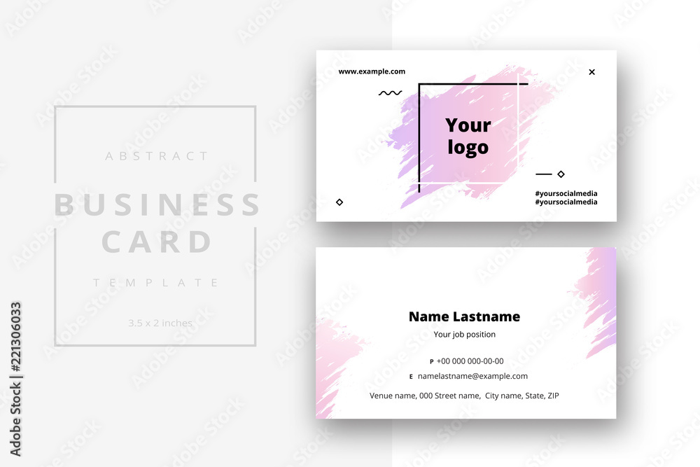 Wall mural trendy minimal abstract business card template in pink color. modern corporate stationery id layout  - Wall murals