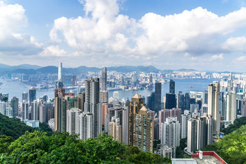 panoramic city skyline in hong kong china