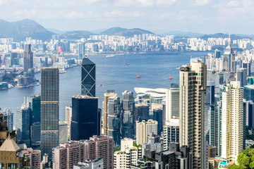 Fototapeta premium panoramic city skyline in hong kong china