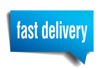 fast delivery blue 3d speech bubble