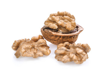 Walnuts isolated on white background