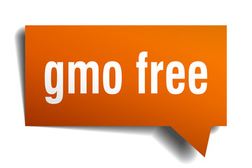 gmo free orange 3d speech bubble