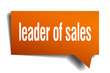 leader of sales orange 3d speech bubble