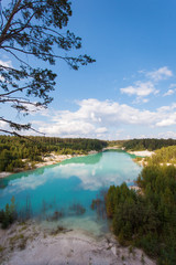 Obraz premium blue pond in the pine forest, Kyshtym, Russia