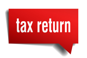 tax return red 3d speech bubble