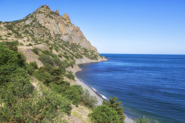 Fototapeta na wymiar beautiful view of the mountains of Karadag, Crimea