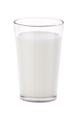 glass of milk on white background