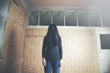 Scary ghost woman in Haunted House