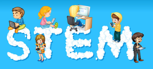 Children and word stem © GraphicsRF