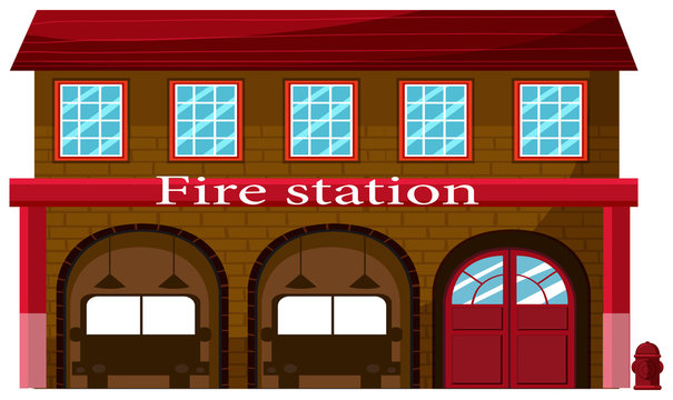 A fire station on white background
