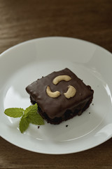 Chocolate brownie. Homemade baking. Selective focus.