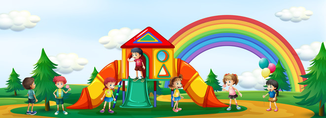 Obraz premium Kids playing at playground