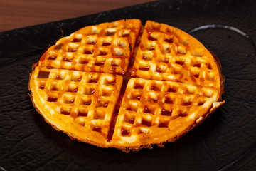 Viennese waffles with syrope