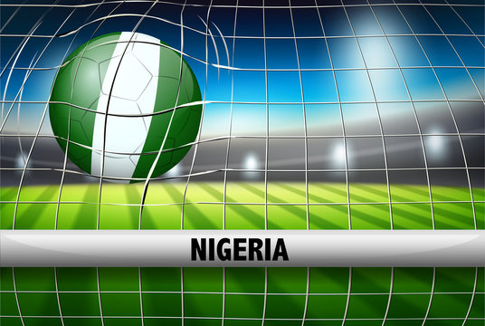 Nigeria soccer ball in goal