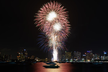 Fireworks at  Pattaya Beach, Chonburi, Thailand
