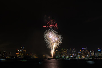 Fireworks at  Pattaya Beach, Chonburi, Thailand