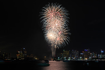 Fireworks at  Pattaya Beach, Chonburi, Thailand