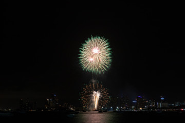Fireworks at  Pattaya Beach, Chonburi, Thailand