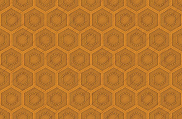 3d rendering. modern seamless borwn wood panel in hexagonal shape pattern wall background.