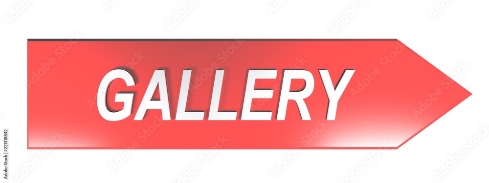 Poster gallery on red arrow - 3d rendering
