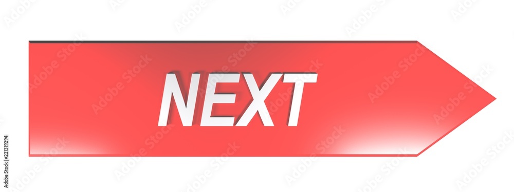 Poster next on red arrow - 3d rendering
