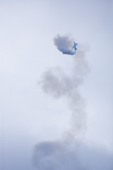 Radom, Poland- August 24, 2018: A group of aircrafts flies during air show