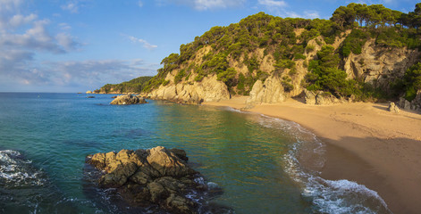 Cala Sa Boadella platja beach in Lloret de Mar of Costa Brava at Catalonia Spain. Amazing view of...