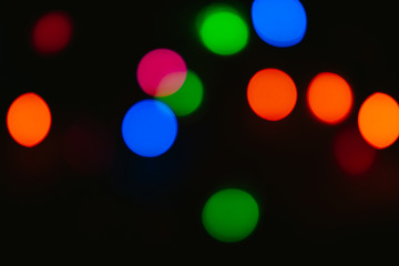 Bokeh colored on black background