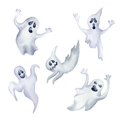 Set of halloween ghosts.