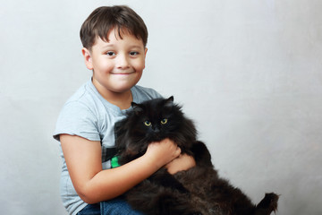 boy with cat