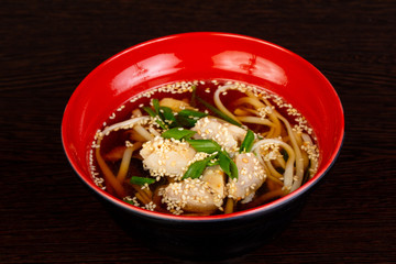 Miso soup with salmon