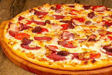Pizza with sausages