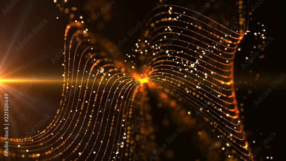 Poster seamless loop: fantasy abstract technology, science and engineering motion background with curved li