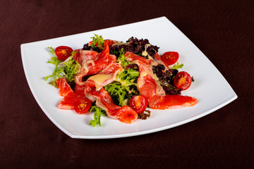 Salmon salad with mustard sauce