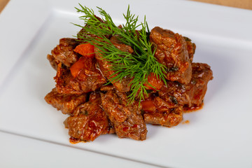 Beef goulash with tomato