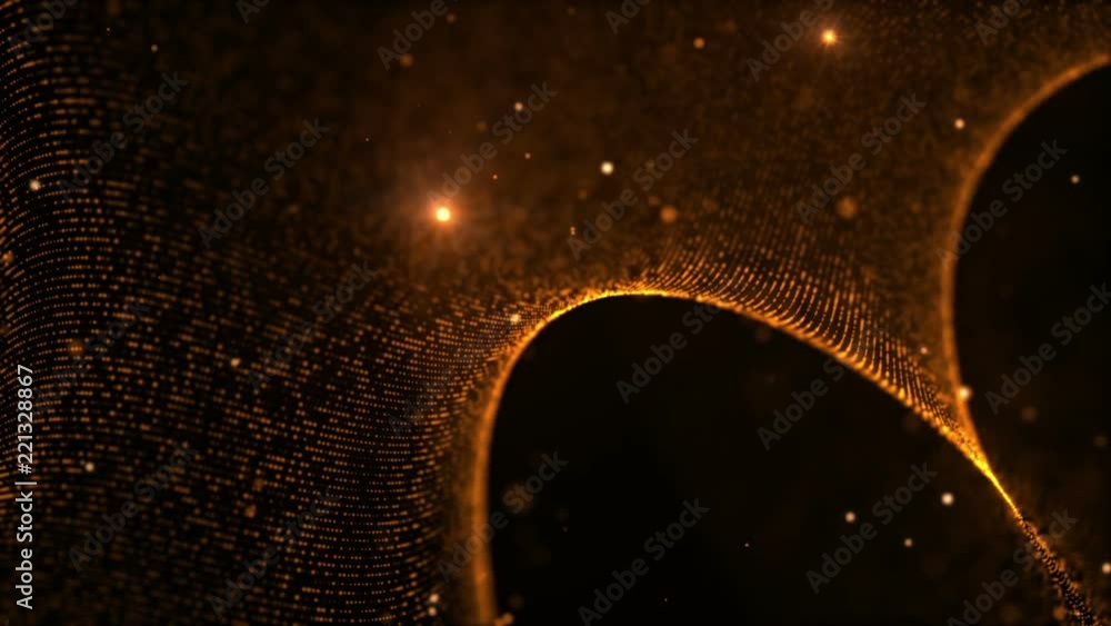 Poster seamless loop: fantasy abstract technology, science and engineering motion background with curved li