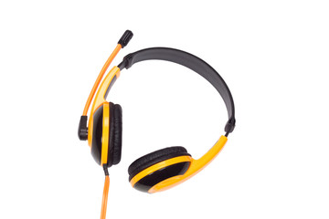 On-ear headphones with MIC yellow on a white background