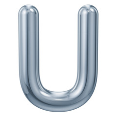 English metallic letter U, 3D rendering