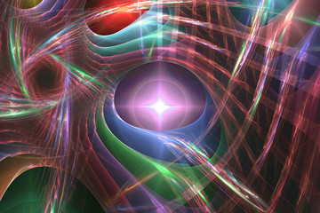 Abstrct Digital Artwork. Macro of the fantastic world. Drops of plasma on the surface of glass and magic liquid. Cosmic ornament. Digital Art. Technologies of fractal graphics.