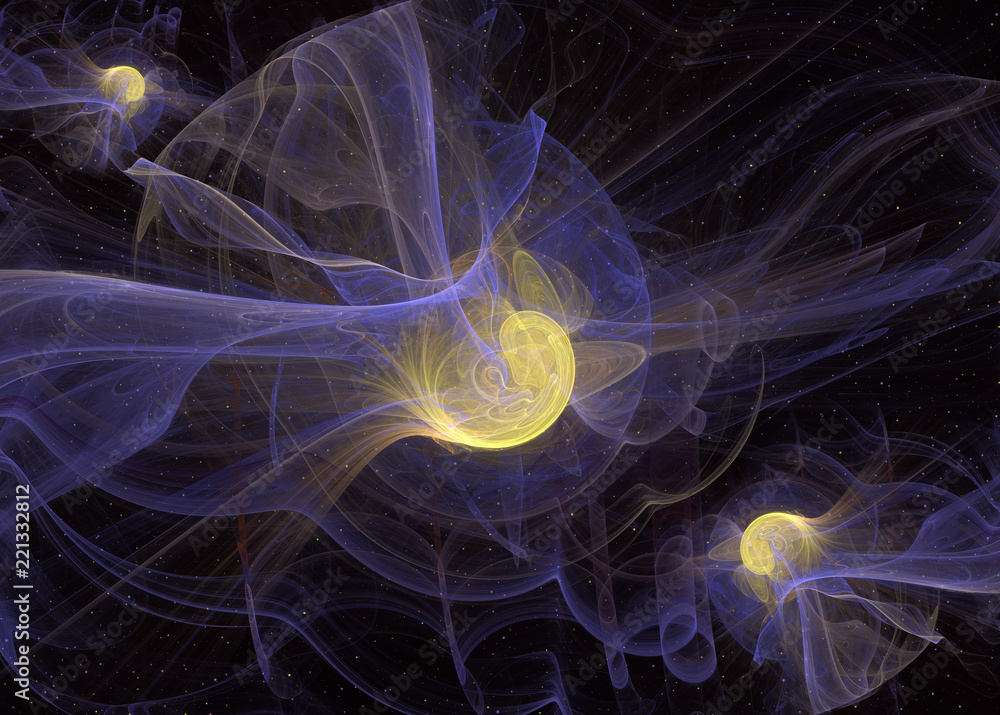 Poster abstrct digital artwork. the theme of the cosmos and the universe. the origin of life in interstella