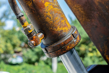 part of the machinery of the old excavator