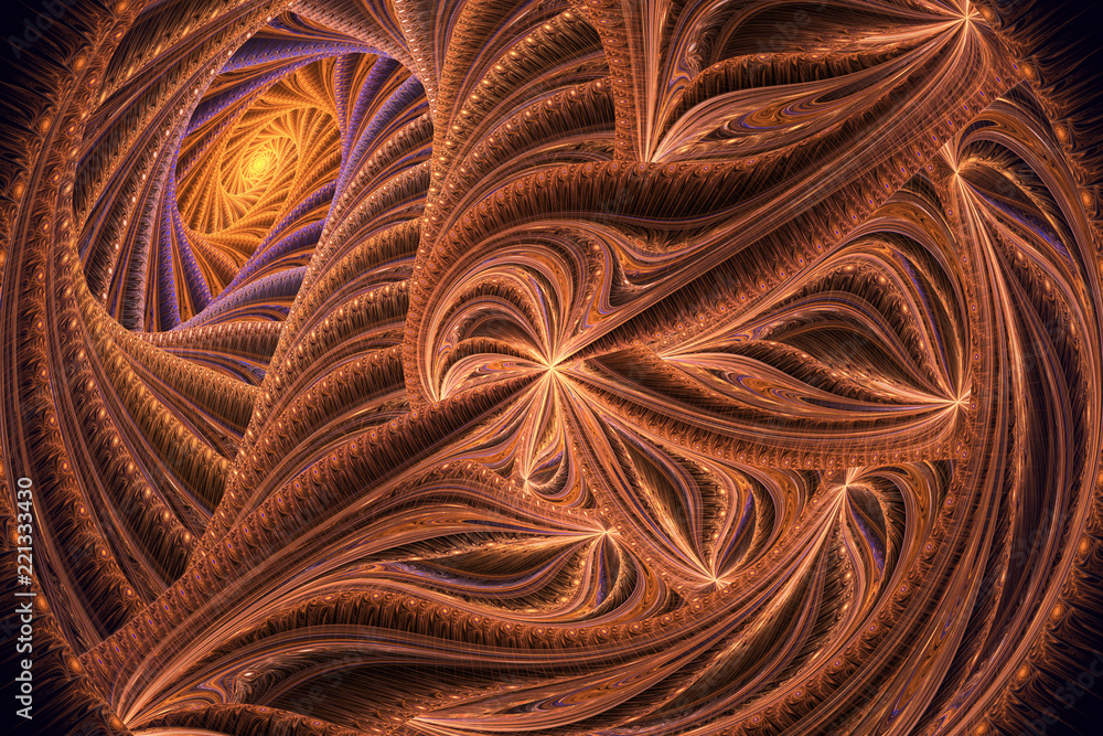 Poster abstrct digital artwork. beautiful spiral and floral pattern. technologies of fractal graphics and r