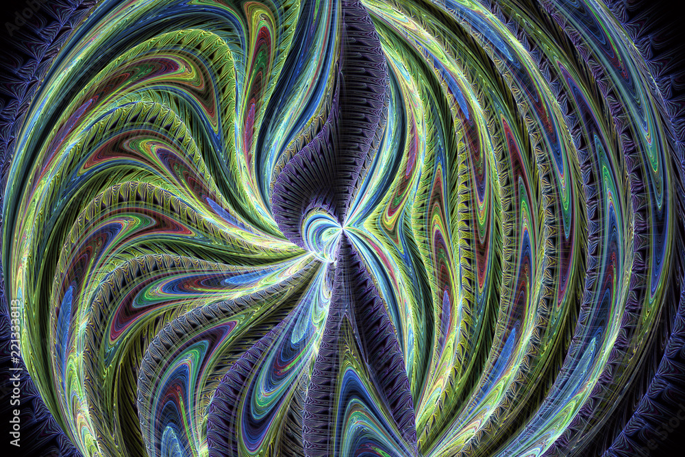 Aufkleber abstrct digital artwork. beautiful spiral and floral pattern. technologies of fractal graphics and r
