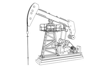 outline oil pumpjack vector