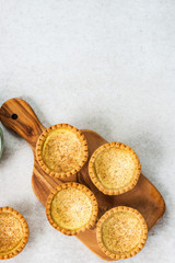 Egg Custard Tart, traditional English, Portuguese, Chinese desse