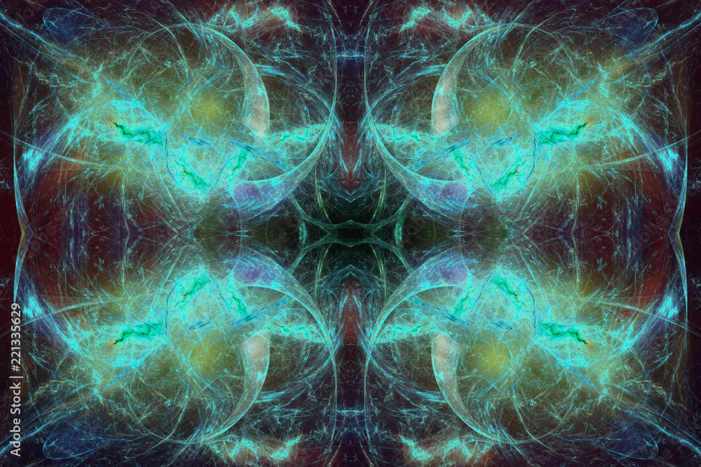 Aufkleber abstrct background. the theme of the cosmos and the universe. symmetrical pattern. digital art. tech